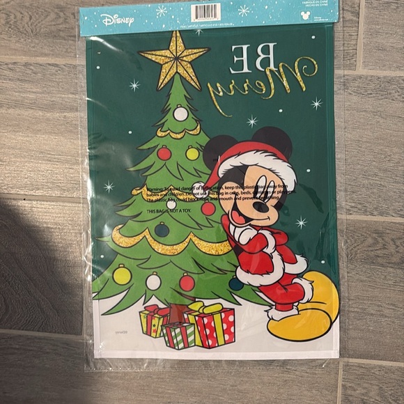 Disney Santa Mickey Mouse Be Merry Christmas tree design garden Flag new - Picture 4 of 4